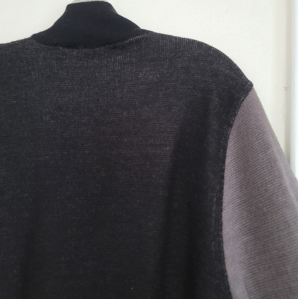Vtg Rodier Black Gray Mock Neck Graphic Wool Blend Tunic Sweater Size Large - Picture 9 of 13